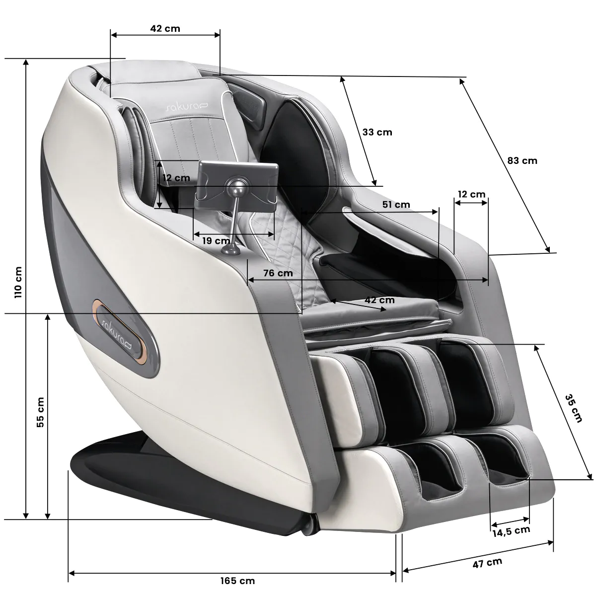Masážne kreslo Sakura Comfort Plus 806, šedá