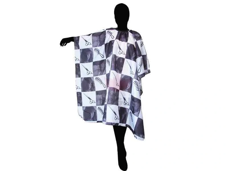 Kadernícka pláštenka na strihanie vlasov čiernobiela na suchý zips