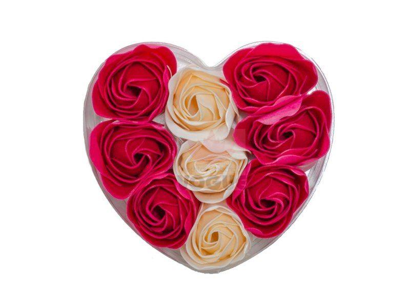 Mydlové kvety ruže 9x3g v tvare srdca mix salsa 