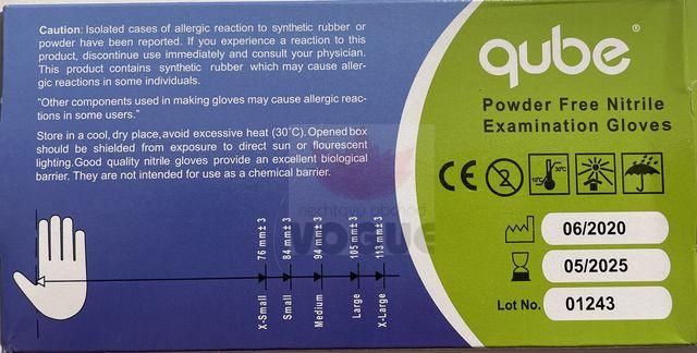 Nitrilové rukavice M, 100ks modré qube