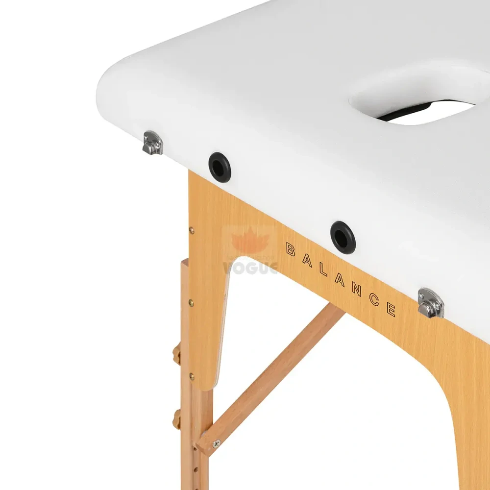 Skladací drevený masážny stôl Balance s 2 segmentmi, biely