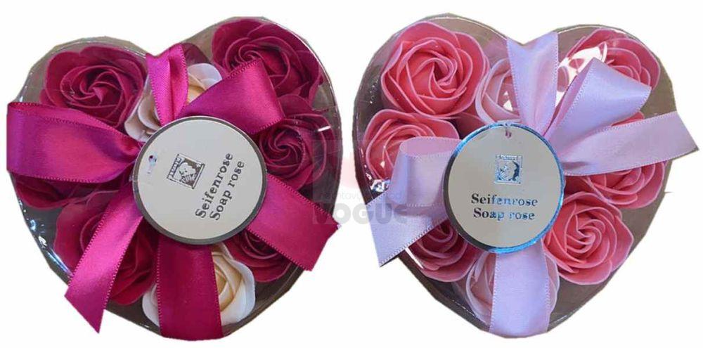Mydlové kvety ruže 9x3g v tvare srdca mix salsa 