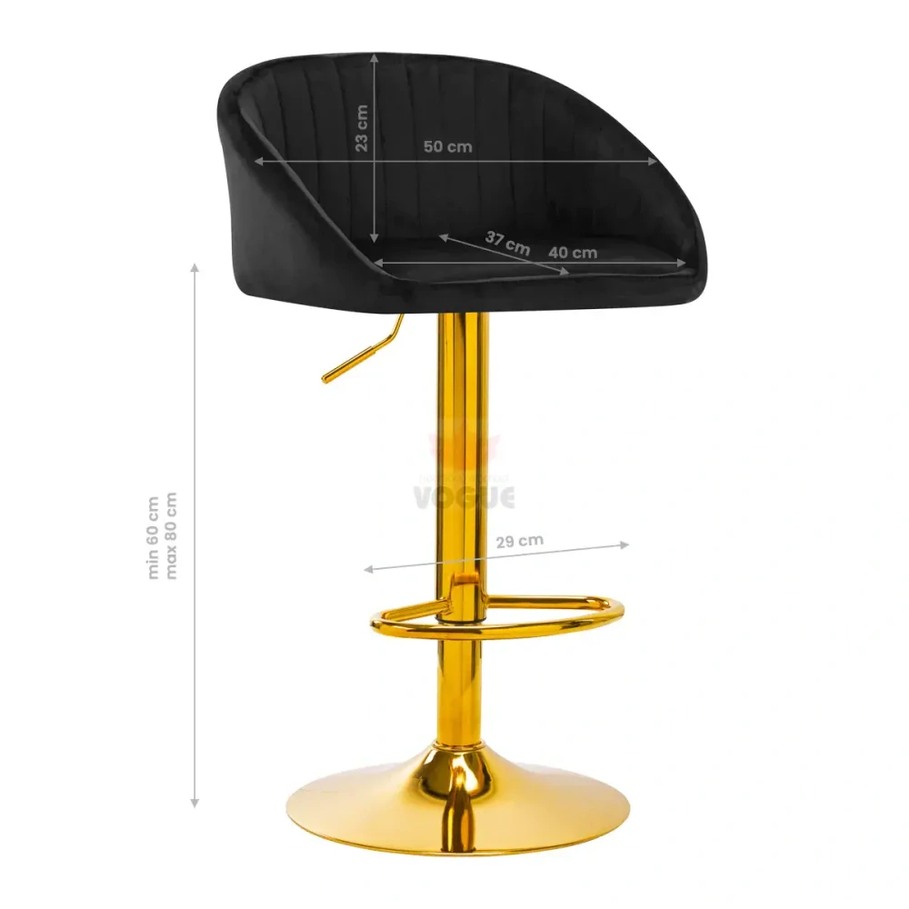 4Rico Bar Hocker QS-B16g zamatová čierna