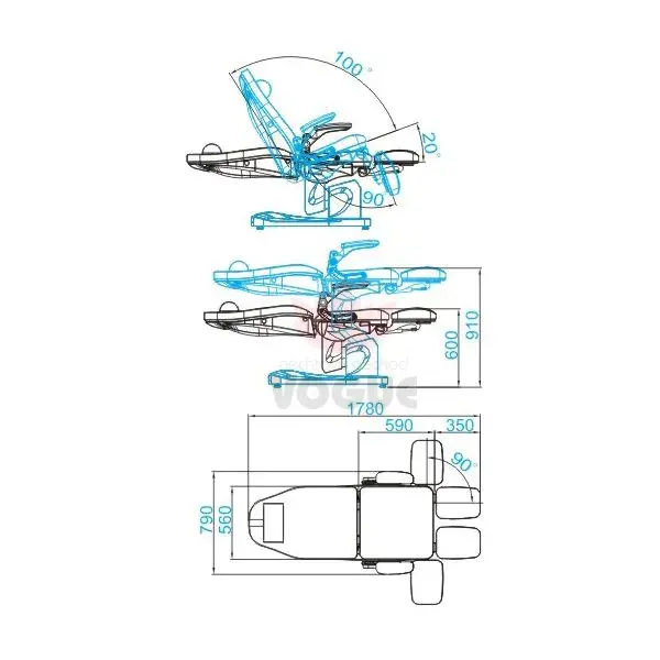 Elektrické pedikérske kreslo Azzurro 709A, 3 motory, biele