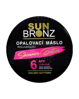 SUN BRONZ Rozjasňujúce opaľovacie maslo SPF 6 s glitrami