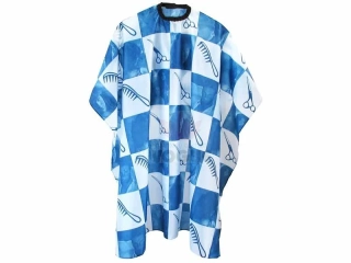 Kadernícka pláštenka na strihanie vlasov modro biela na suchý zips