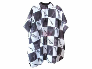 Kadernícka pláštenka na strihanie vlasov čiernobiela na suchý zips