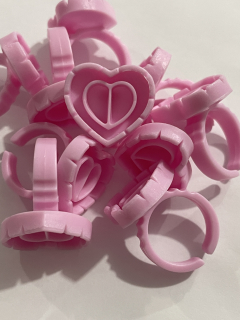 Prsteň na lepidlo, pigment ružový, srdiečko 10ks