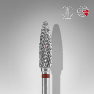 Staleks Karbidový brúsny nadstavec - “corn” red - FT90R040/14