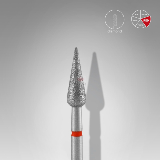 Staleks Diamantový brúsny nadstavec - "pointed pear" red - FA100R040/12