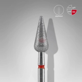 Staleks Diamantový brúsny nadstavec - "pointed pear" red - FA100R050/12