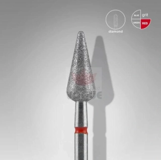 Staleks Diamantový brúsny nadstavec - "pointed pear" red - FA100R050/12