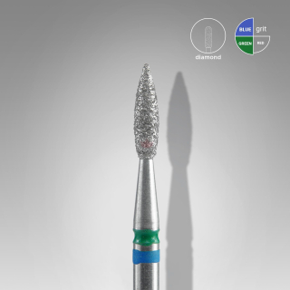 Staleks Diamantový brúsny nadstavec DUO špicatý - “flame” blue-green - FA11BG021/8