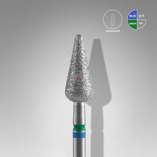 Staleks Diamantový brúsny nadstavec DUO - "pointed pear" blue-green - FA100BG050/12