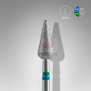 Staleks Diamantový brúsny nadstavec DUO - "pointed pear" blue-green - FA100BG050/12